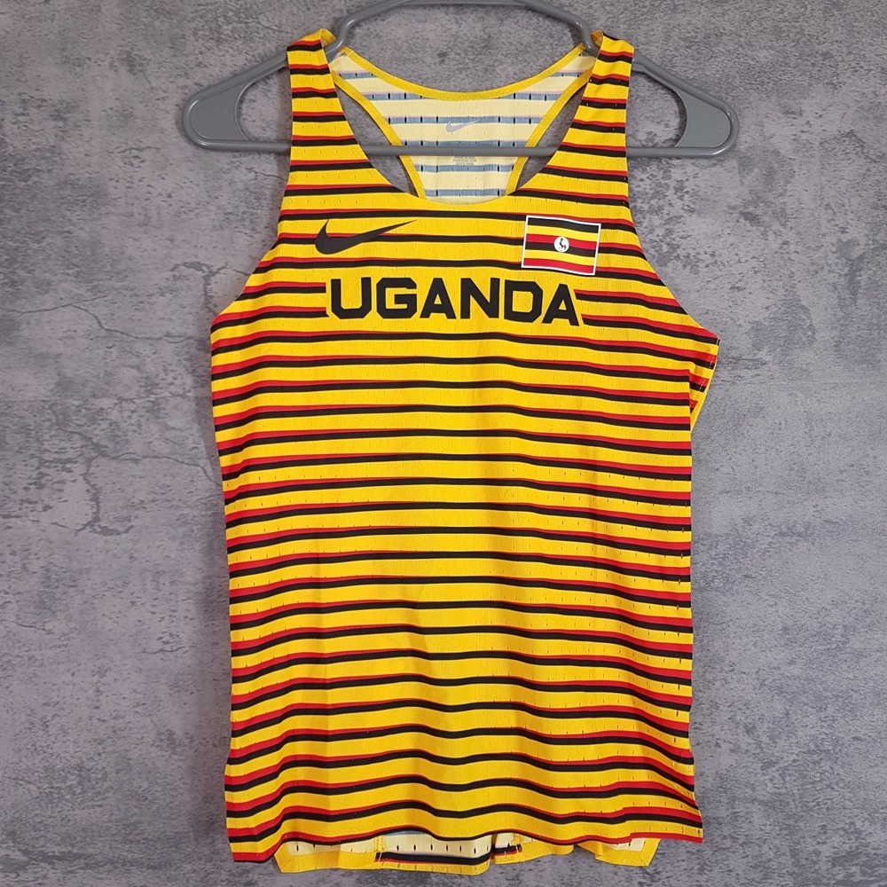 NIKE Pro Elite 2022‎ Uganda Running Singlet Tank Womens SMALL Yellow Red Black